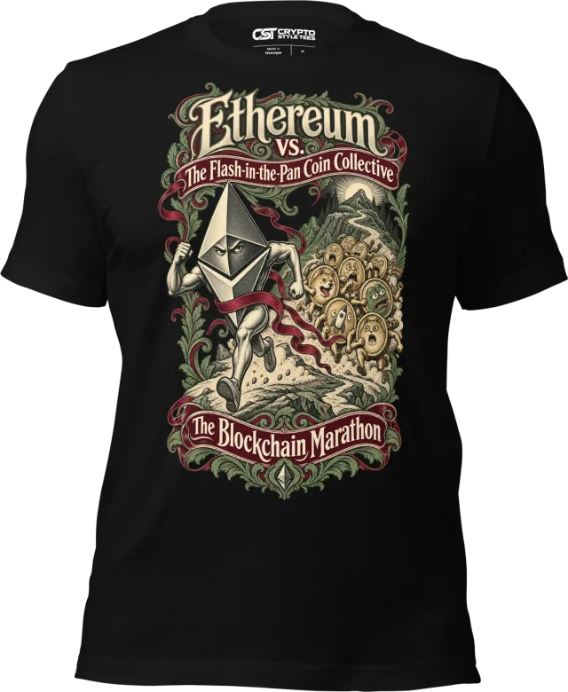 Ethereum vs. The Flash-in-the-Pan Coin Collective The Blockchain Marathon T Shirt in Black