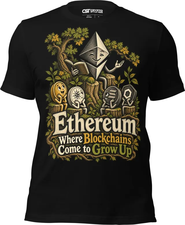 Ethereum Where Blockchains Come to Grow Up T Shirt in Black