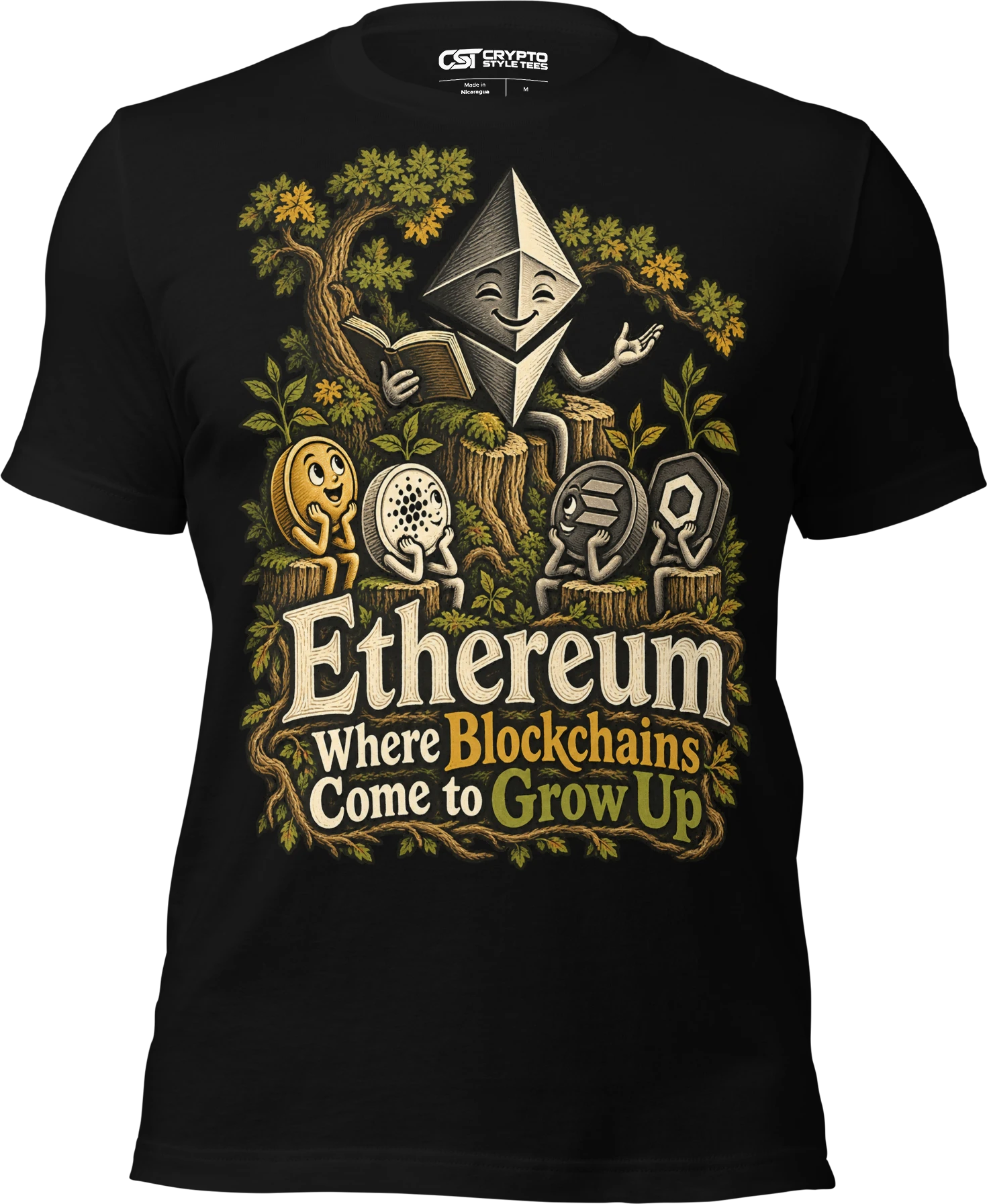 Ethereum Where Blockchains Come to Grow Up T Shirt in Black