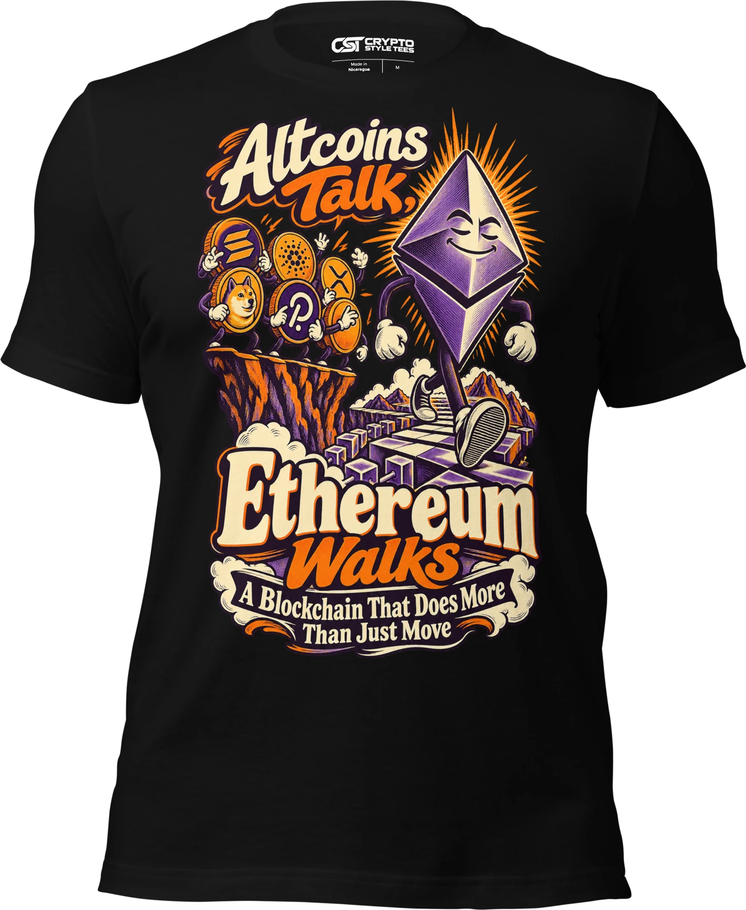 Altcoins Talk, Ethereum Walks A Blockchain That Does More Than Just Move T Shirt in Black