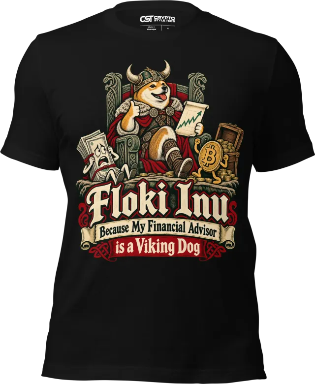 Floki Inu – Because My Financial Advisor is a Viking Dog T Shirt in Black