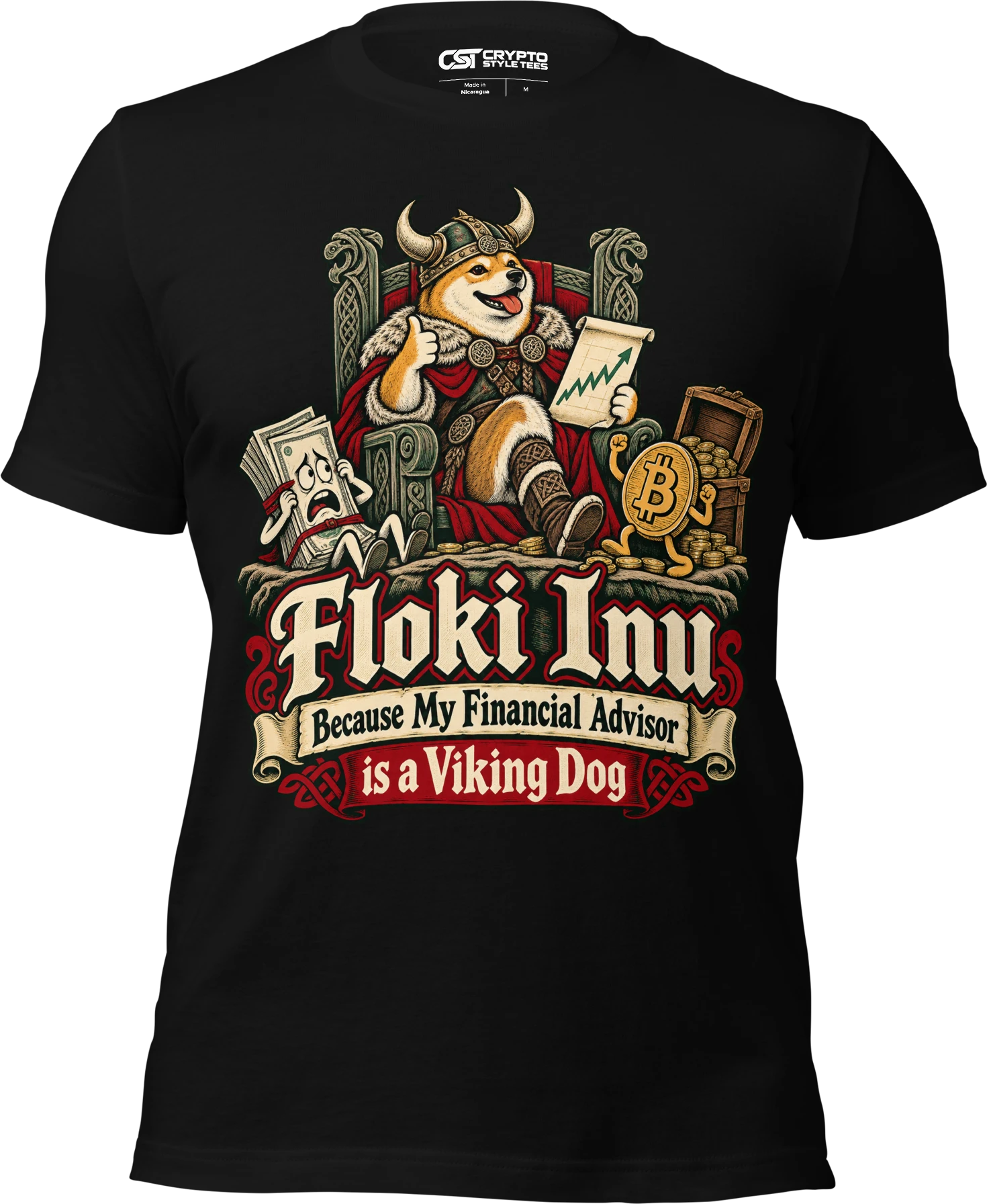 Floki Inu – Because My Financial Advisor is a Viking Dog T Shirt in Black