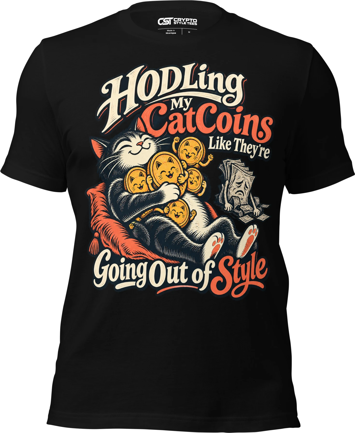 HODLing My CatCoins Like They’re Going Out of Style T Shirt in Black