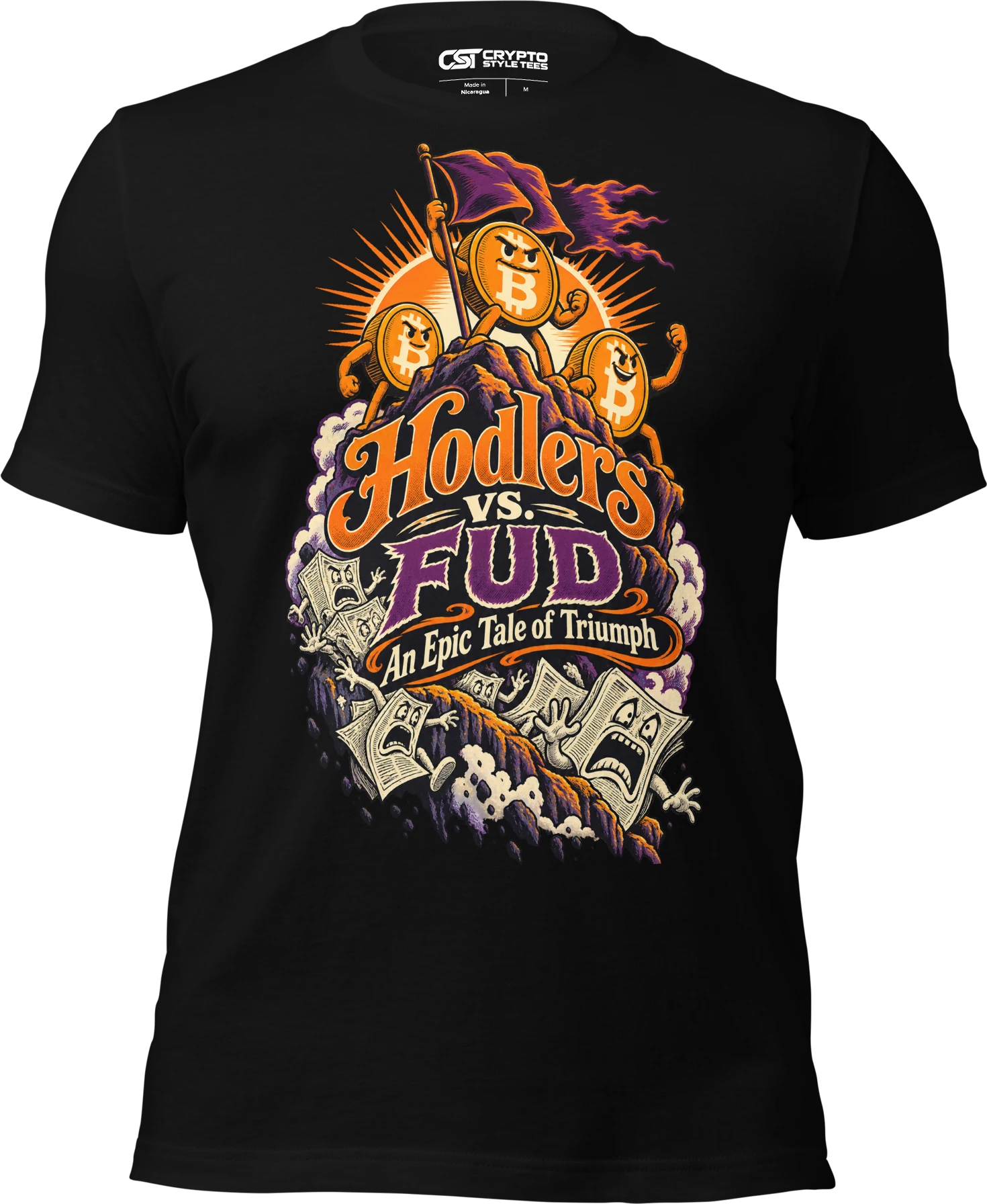 Hodlers vs. FUD An Epic Tale of Triumph T Shirt in Black