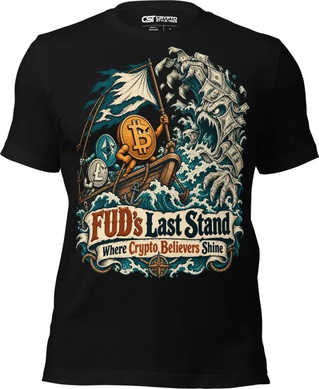 FUD’s Last Stand Where Crypto Believers Shine T Shirt in Black
