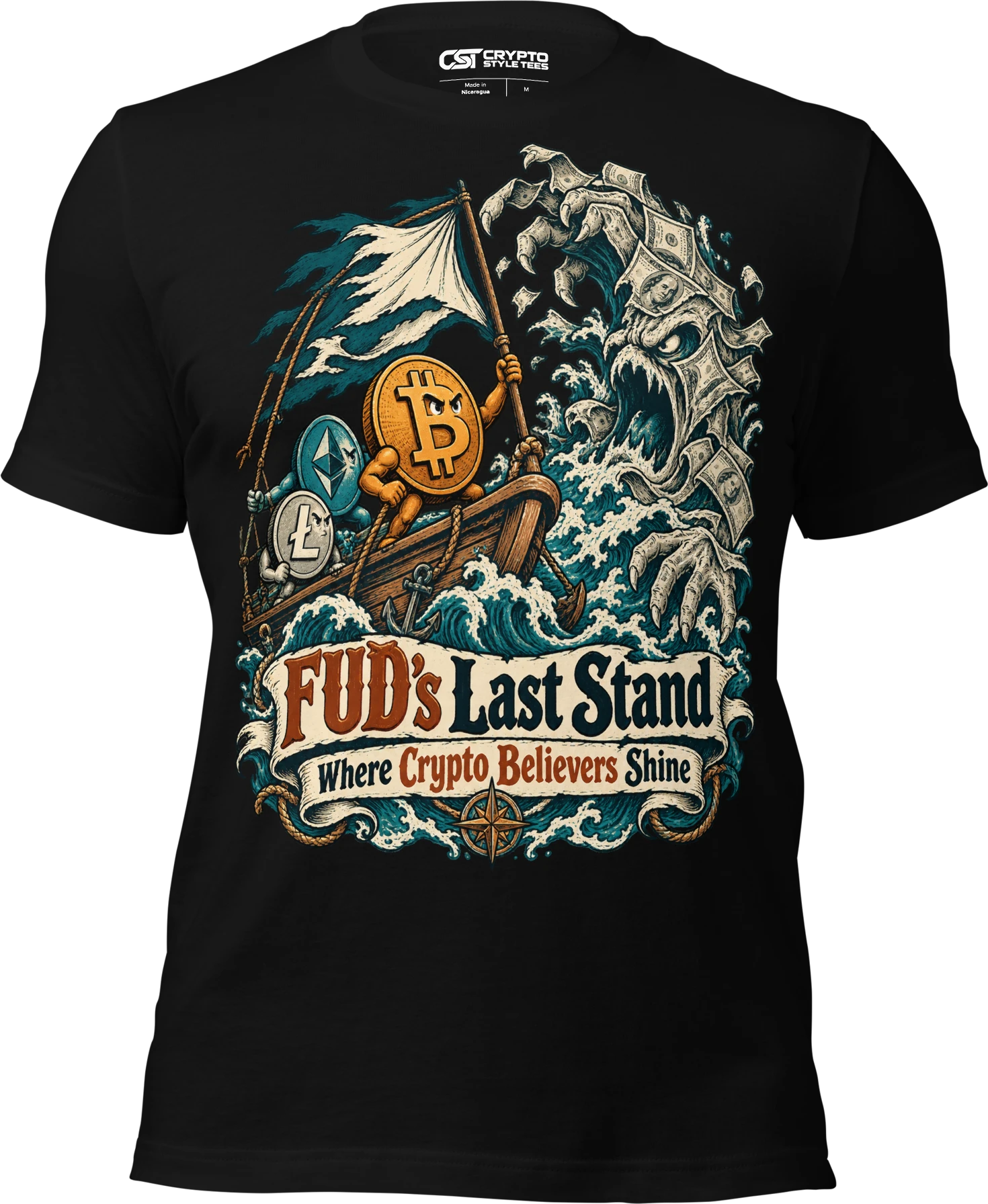 FUD’s Last Stand Where Crypto Believers Shine T Shirt in Black
