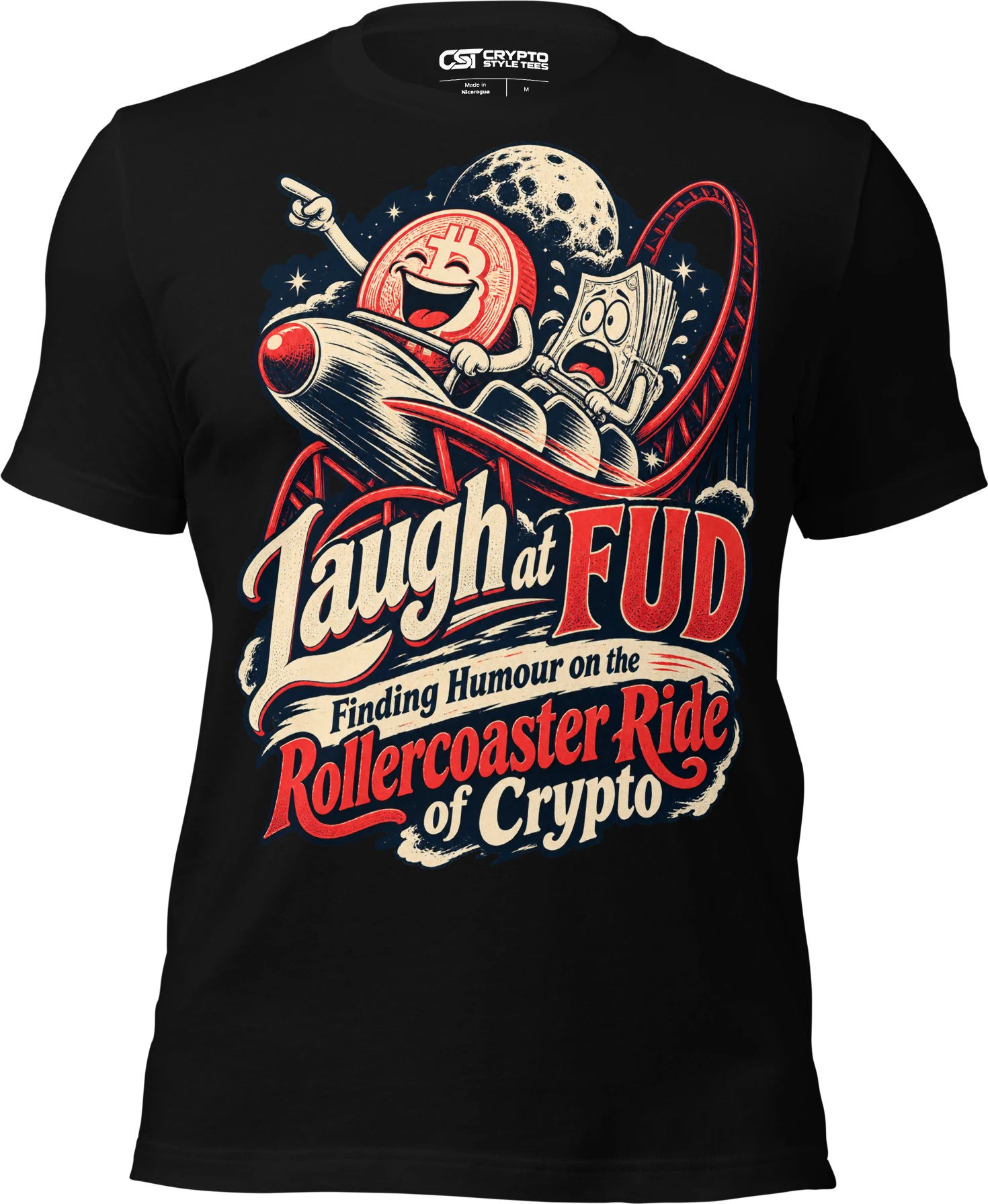 Laugh at FUD Finding Humour on the Rollercoaster Ride of Crypto T Shirt