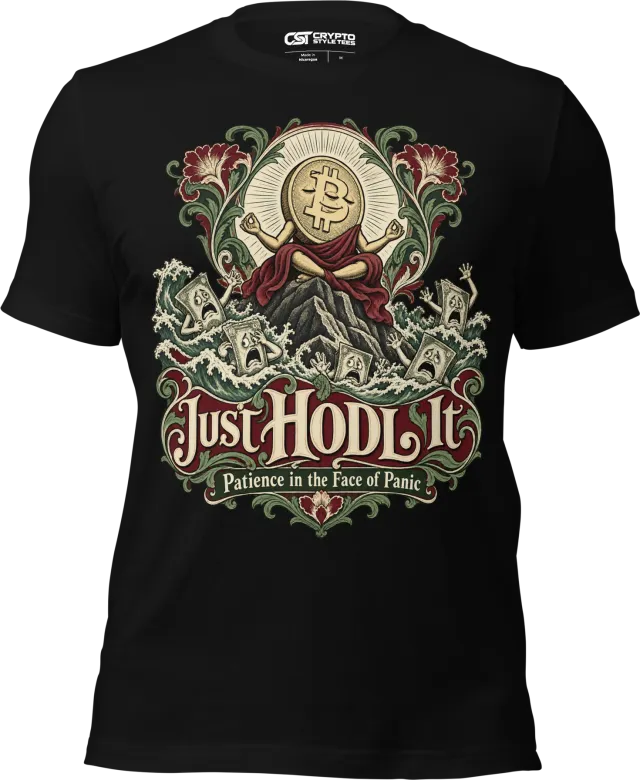Just HODL It Patience in the Face of Panic T Shirt in Black