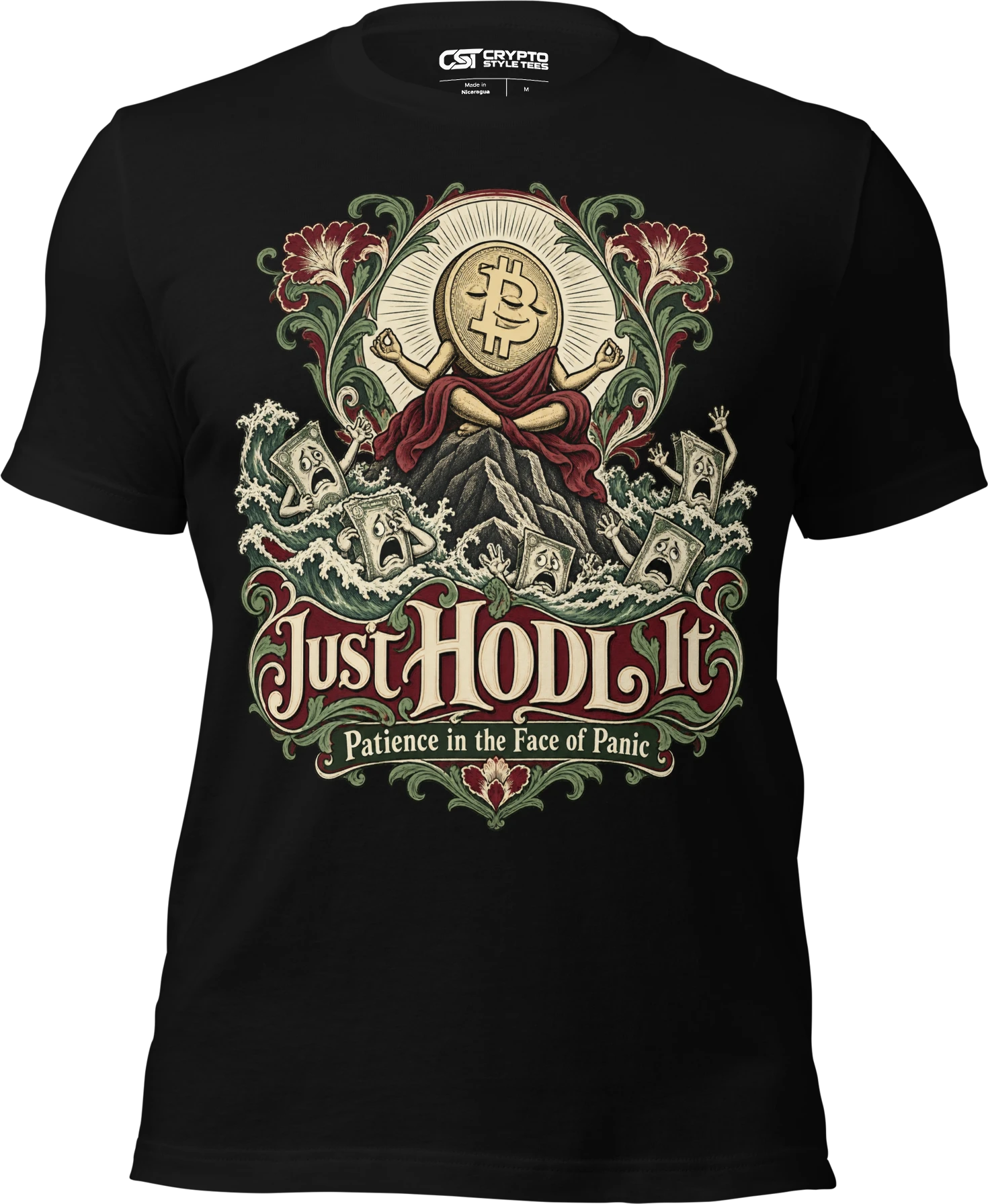 Just HODL It Patience in the Face of Panic T Shirt in Black