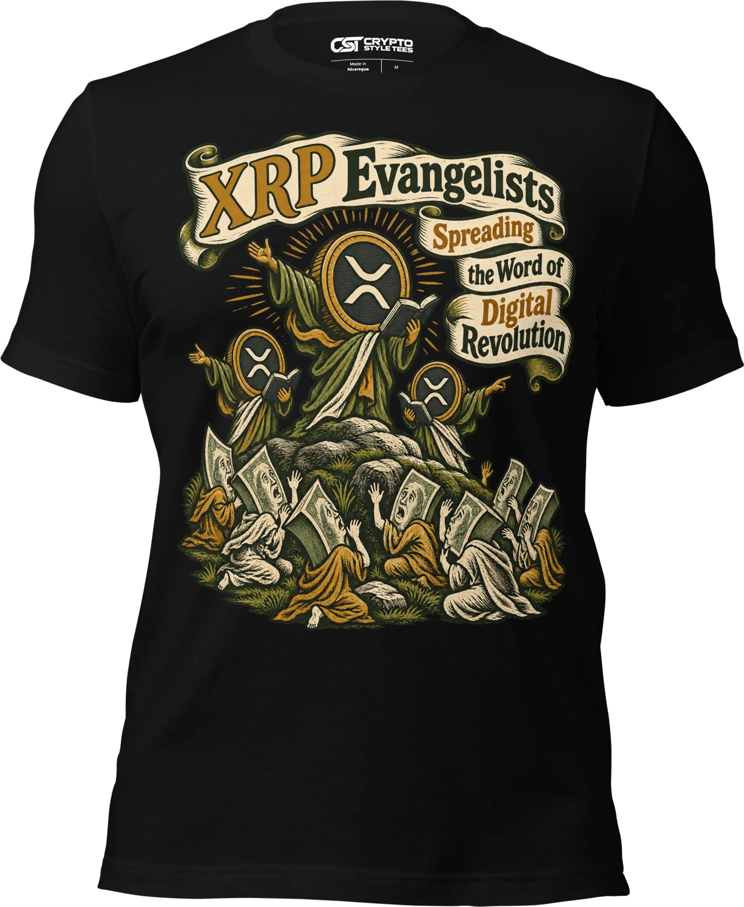 XRP Evangelists Spreading the Word of Digital Revolution T Shirt in Black