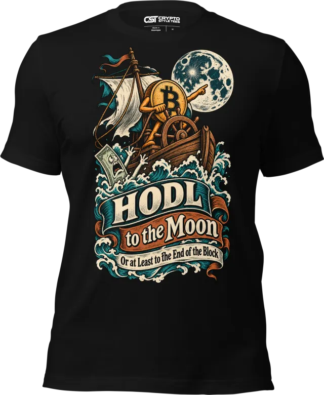 HODL to the Moon Or at Least to the End of the Block T Shirt in Black