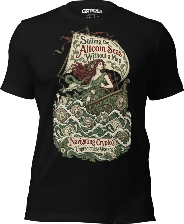 Sailing the Altcoin Seas Without a Map Navigating Crypto’s Unpredictable Waters T Shirt in Black