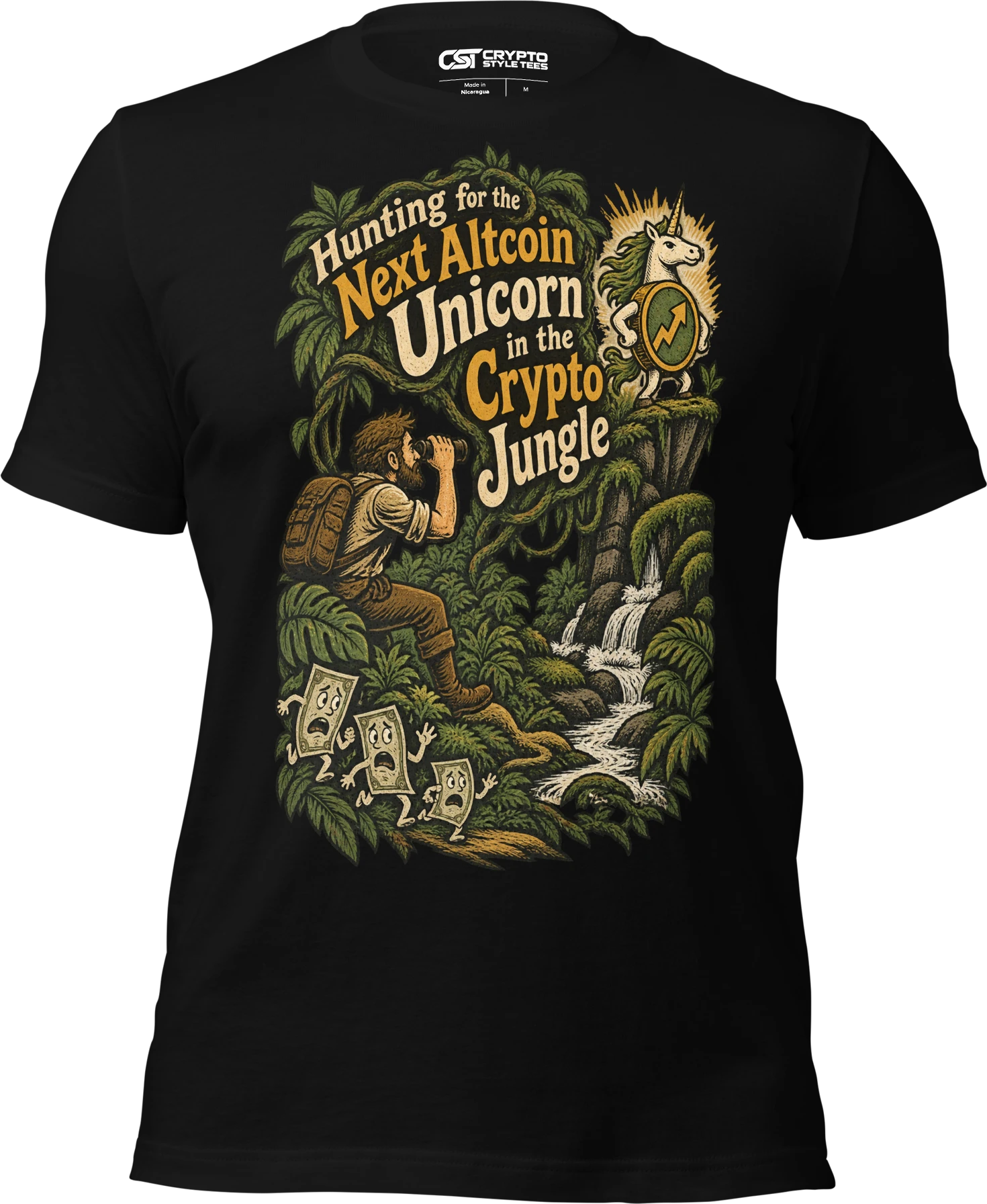 Hunting for the Next Altcoin Unicorn in the Crypto Jungle T Shirt in Black
