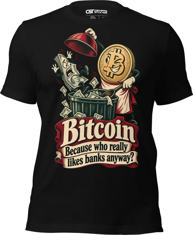 Bitcoin – Because who really likes banks anyway? T Shirt in Black