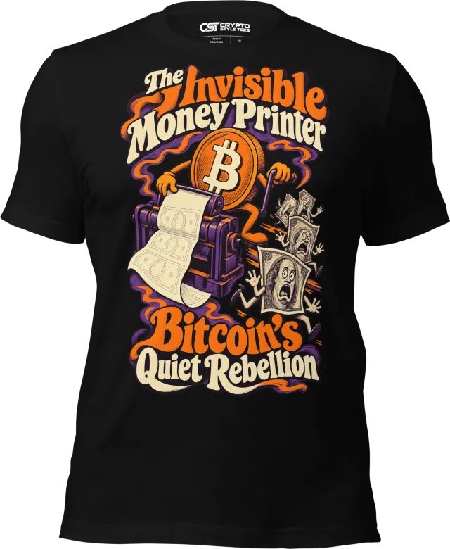 The Invisible Money Printer Bitcoin’s Quiet Rebellion T Shirt in Black