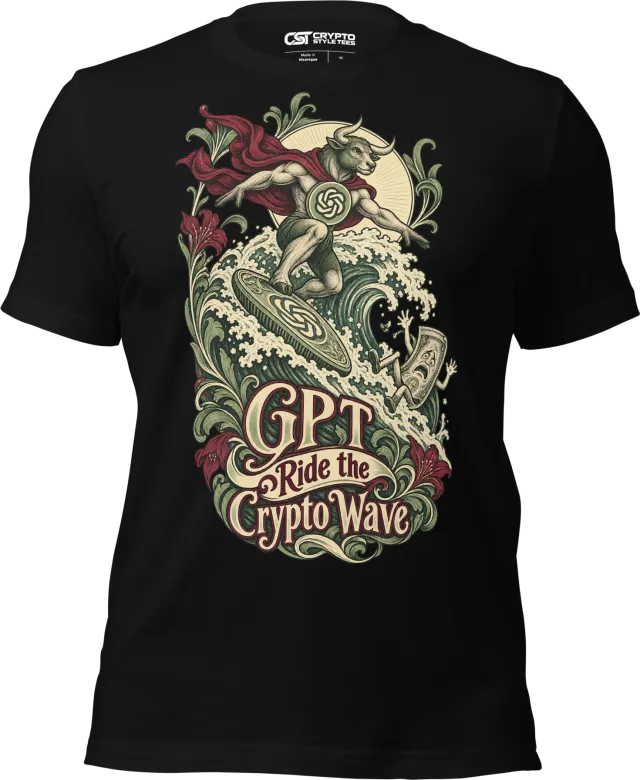 GPT Ride the Crypto Wave T Shirt in Black
