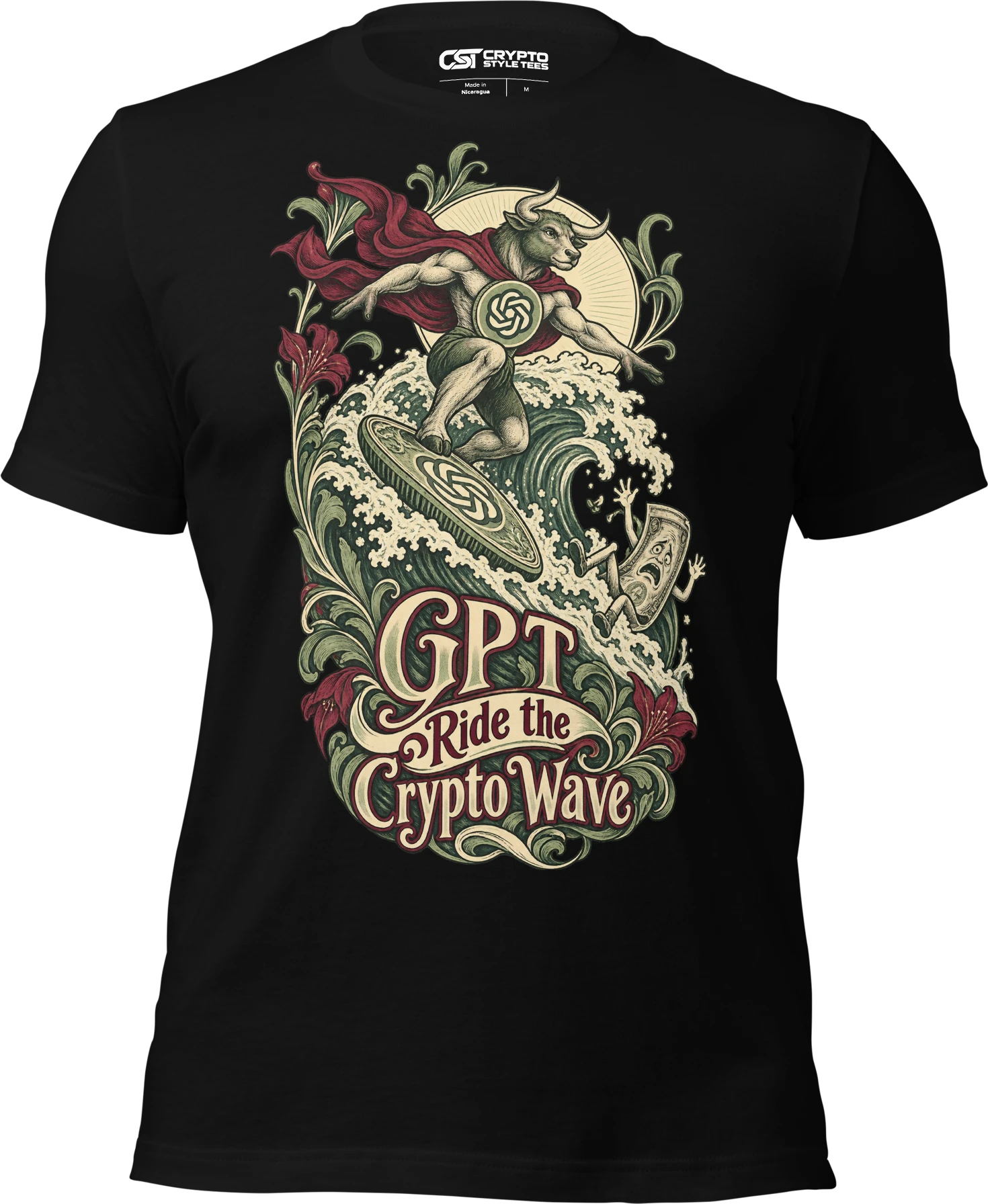 GPT Ride the Crypto Wave T Shirt in Black
