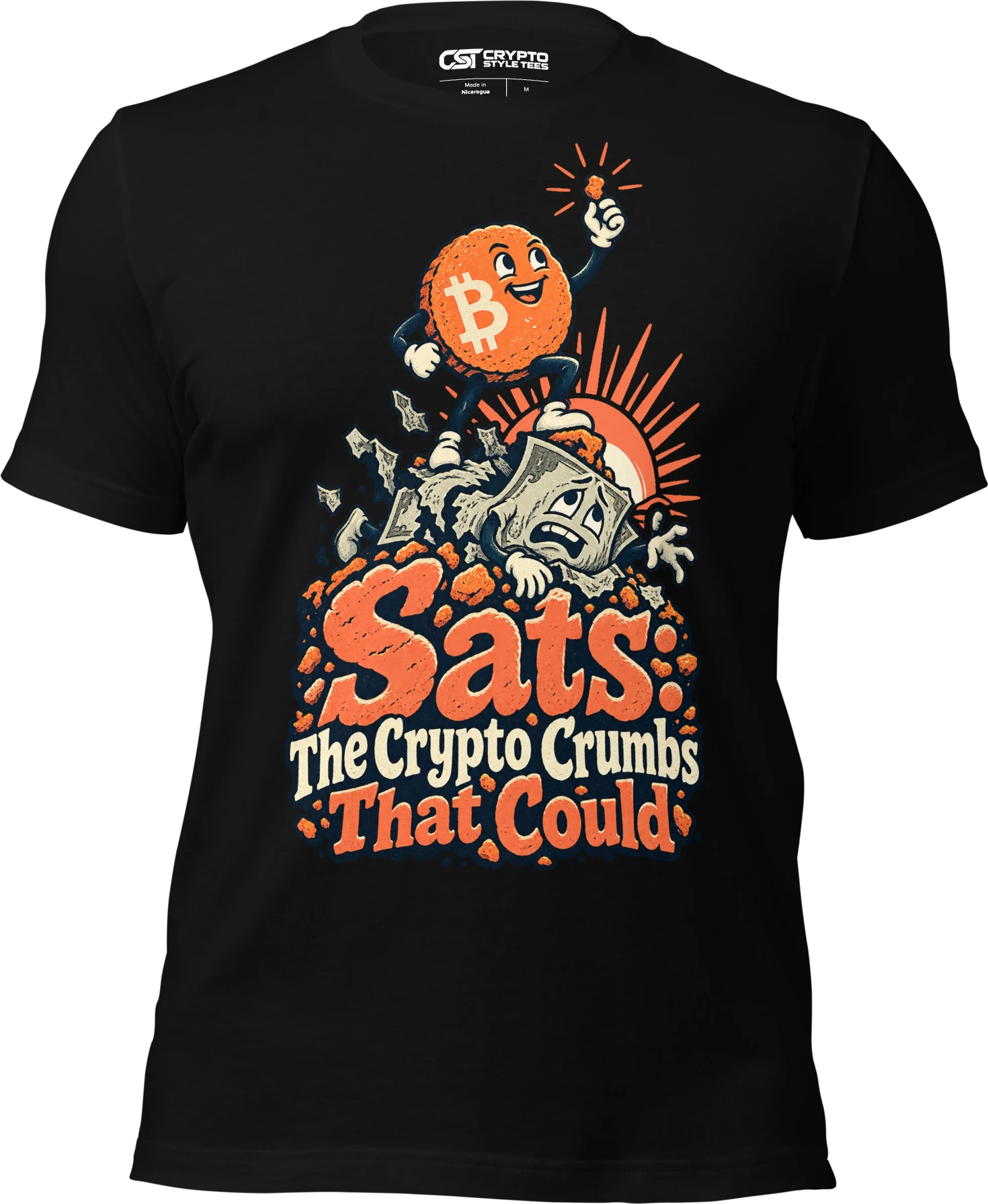 Sats: The Crypto Crumbs That Could T Shirt in Black
