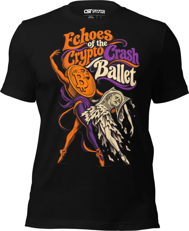 Echoes of the Crypto Crash Ballet T Shirt in Black