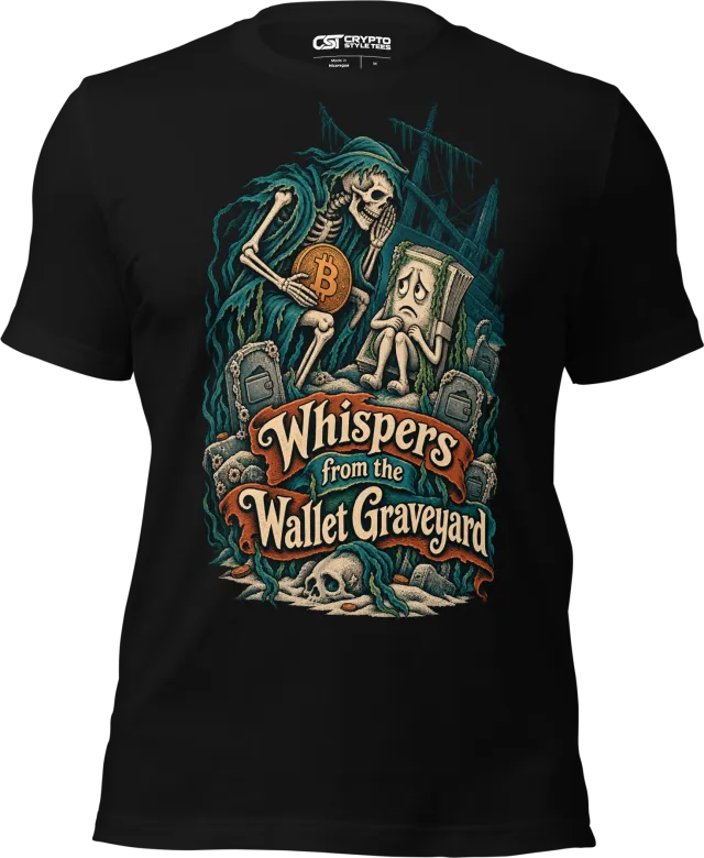 Whispers from the Wallet Graveyard T Shirt in Black