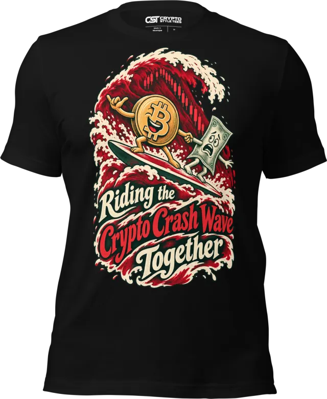 Riding the Crypto Crash Wave Together T Shirt in Black