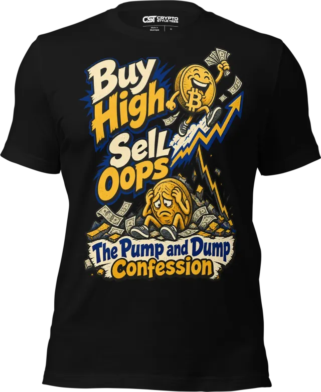 Buy High Sell Oops The Pump and Dump Confession T Shirt in Black