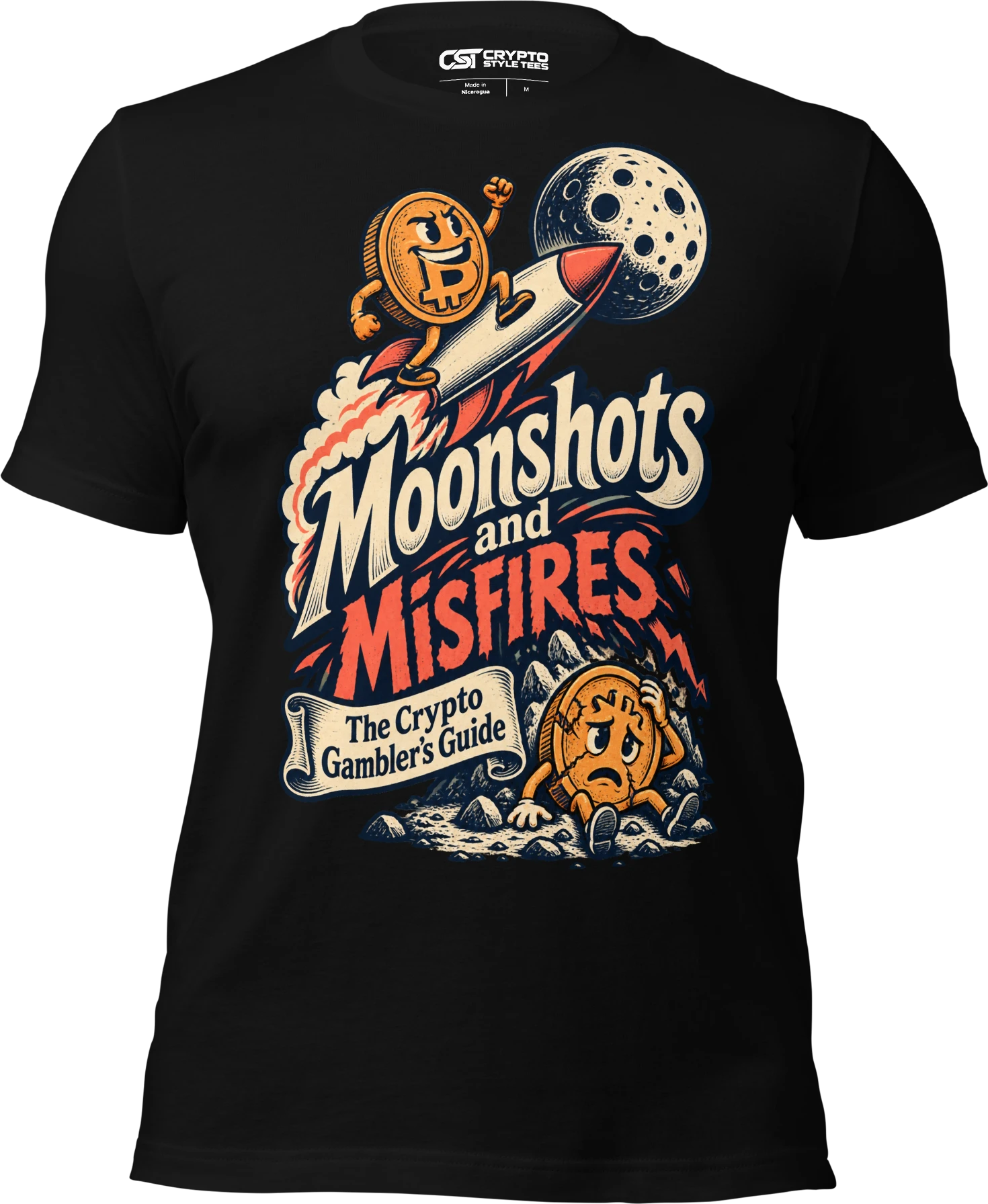 Moonshots and Misfires The Crypto Gambler’s Guide T Shirt