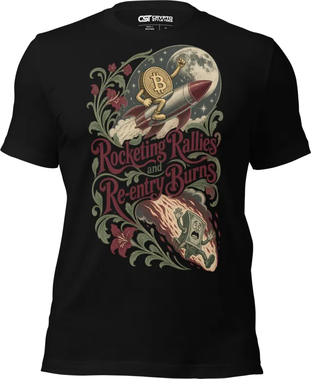 Rocketing Rallies and Re-entry Burns T Shirt in Black
