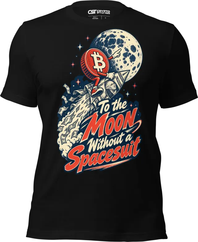 To the Moon Without a Spacesuit T Shirt in Black
