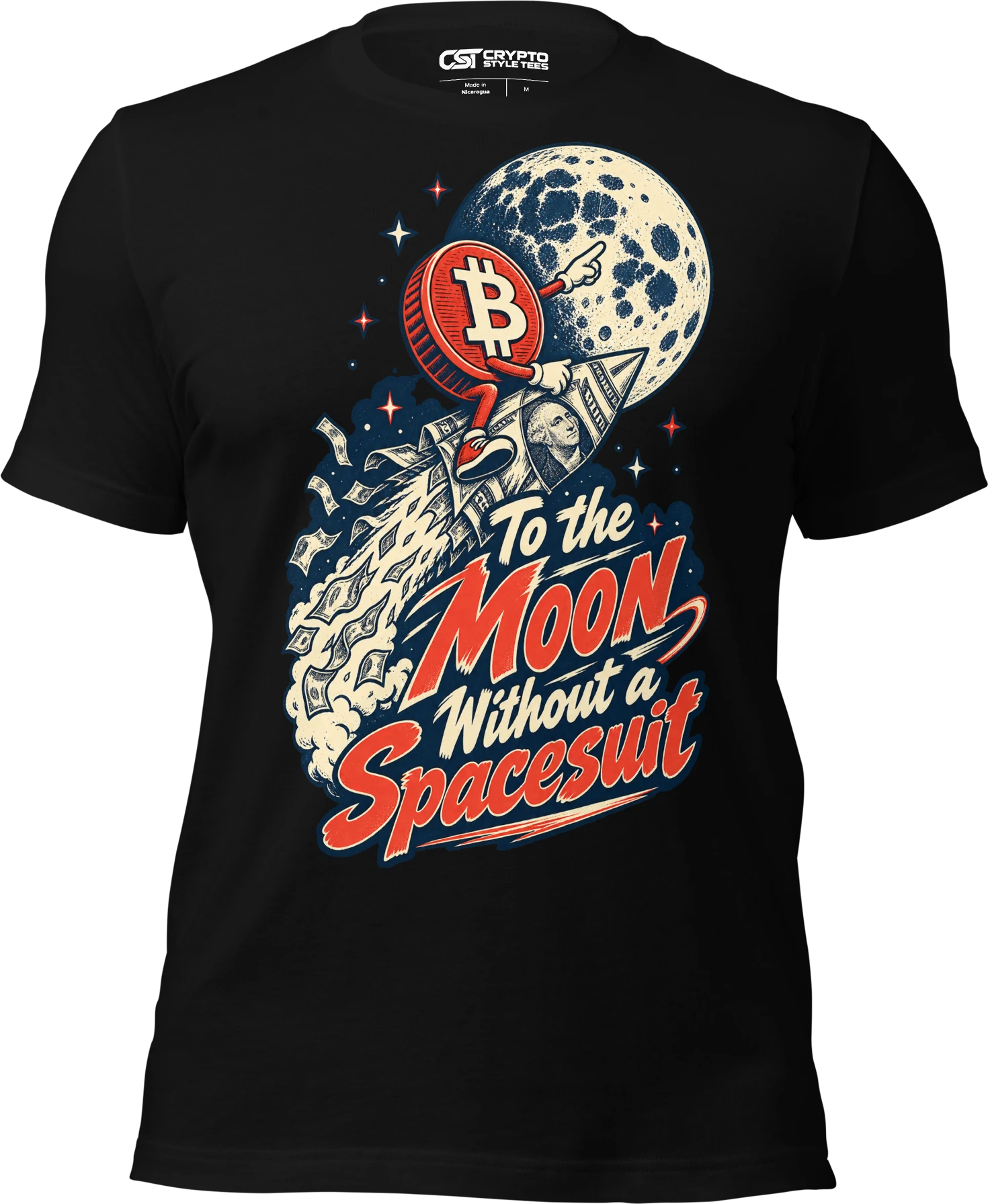 To the Moon Without a Spacesuit T Shirt in Black