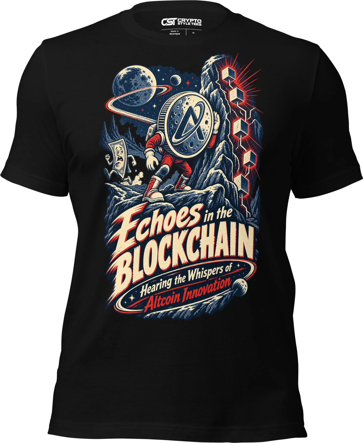 Echoes in the Blockchain Hearing the Whispers of Altcoin Innovation T Shirt in Black