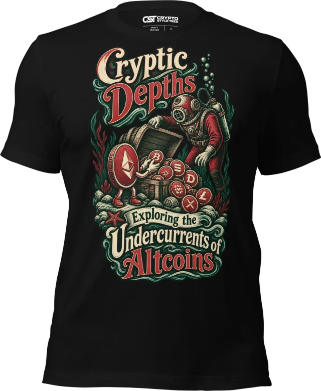 Cryptic Depths Exploring the Undercurrents of Altcoins T Shirt in Black