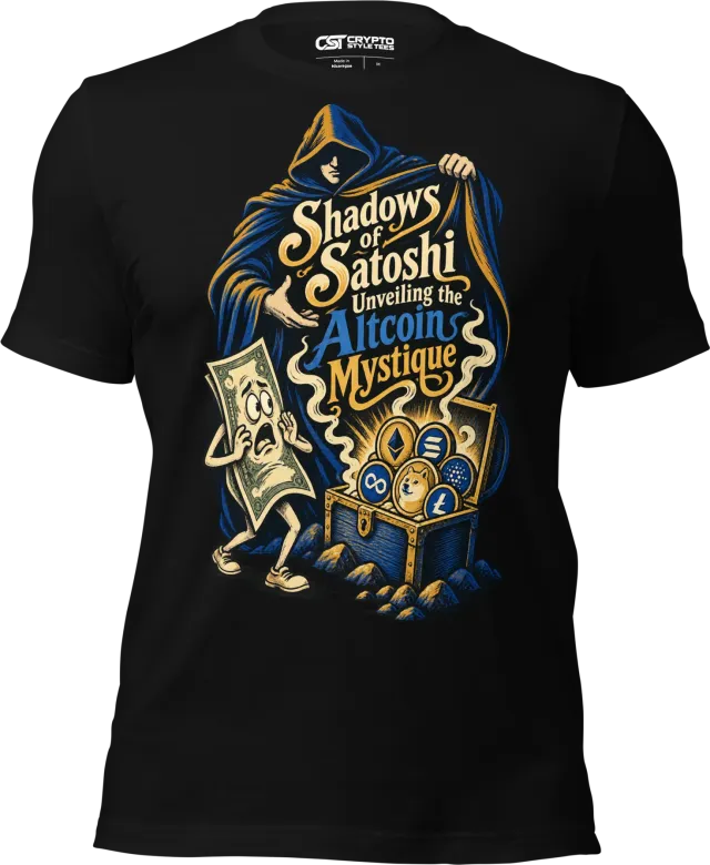 Shadows of Satoshi Unveiling the Altcoin Mystique T Shirt in Black