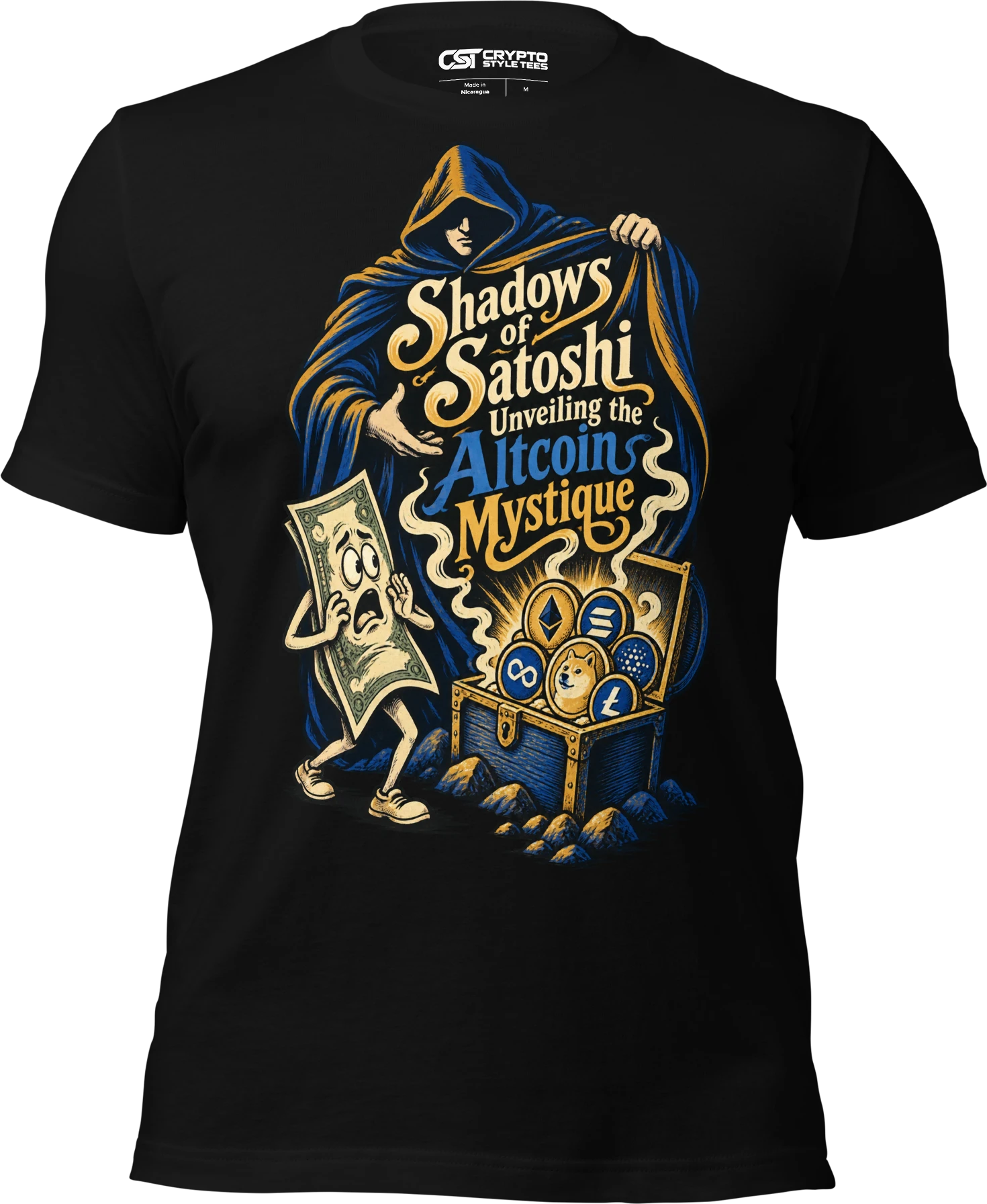 Shadows of Satoshi Unveiling the Altcoin Mystique T Shirt in Black