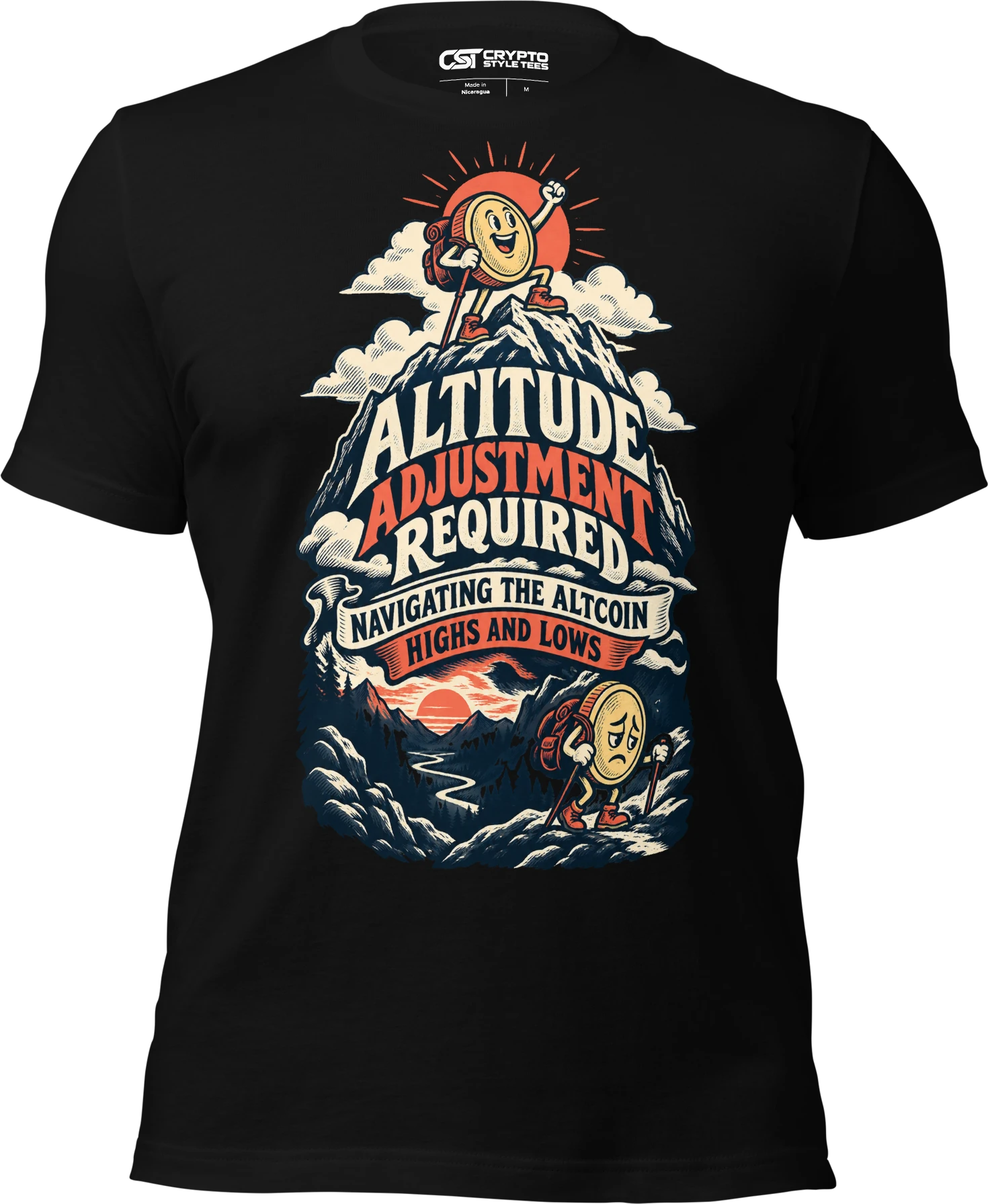Altitude Adjustment Required Navigating the Altcoin Highs and Lows T Shirt in Black