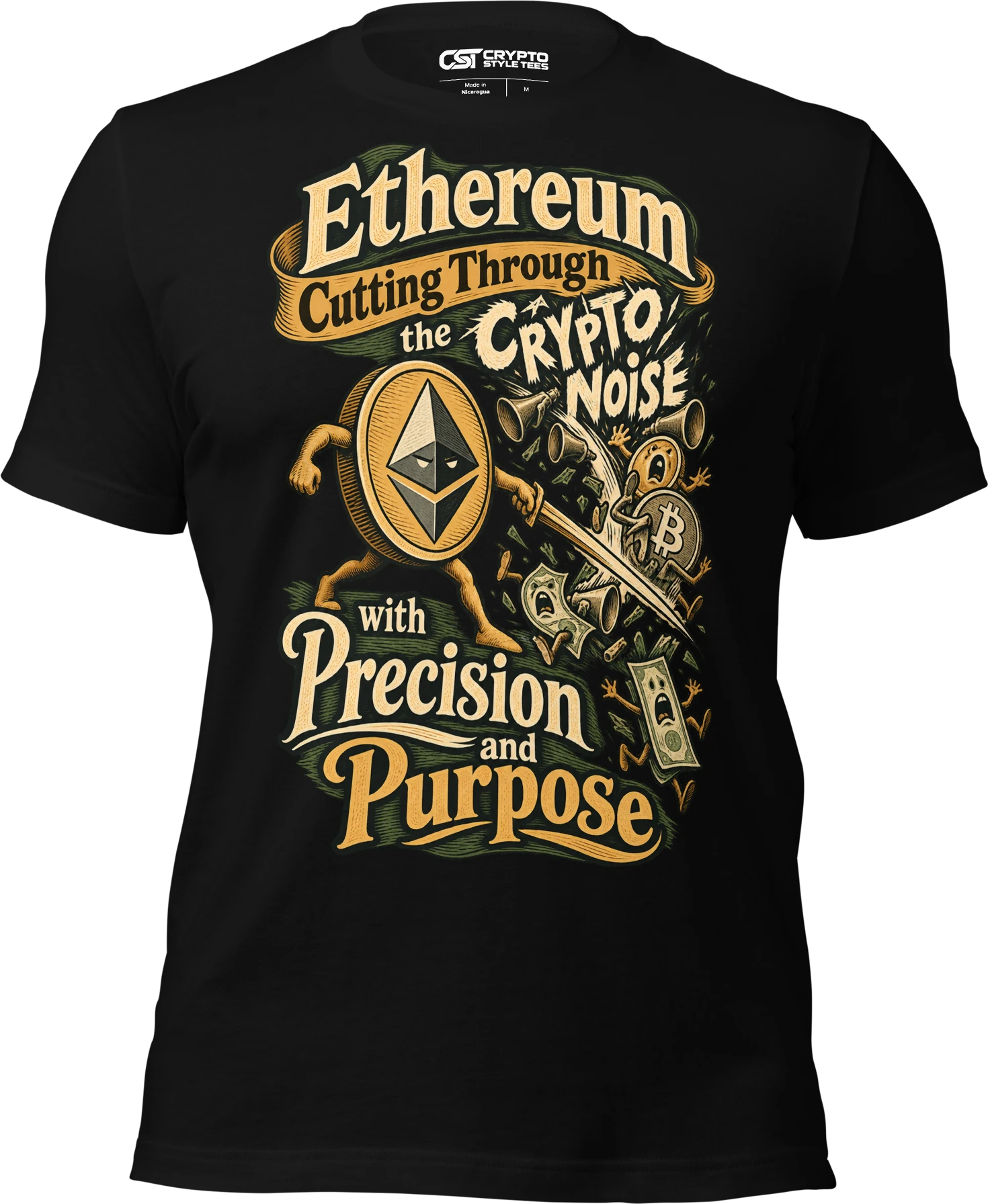 Ethereum Cutting Through the Crypto Noise with Precision and Purpose T Shirt in Black