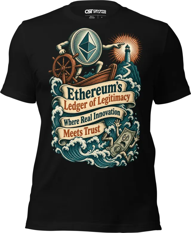 Ethereum’s Ledger of Legitimacy Where Real Innovation Meets Trust T Shirt in Black