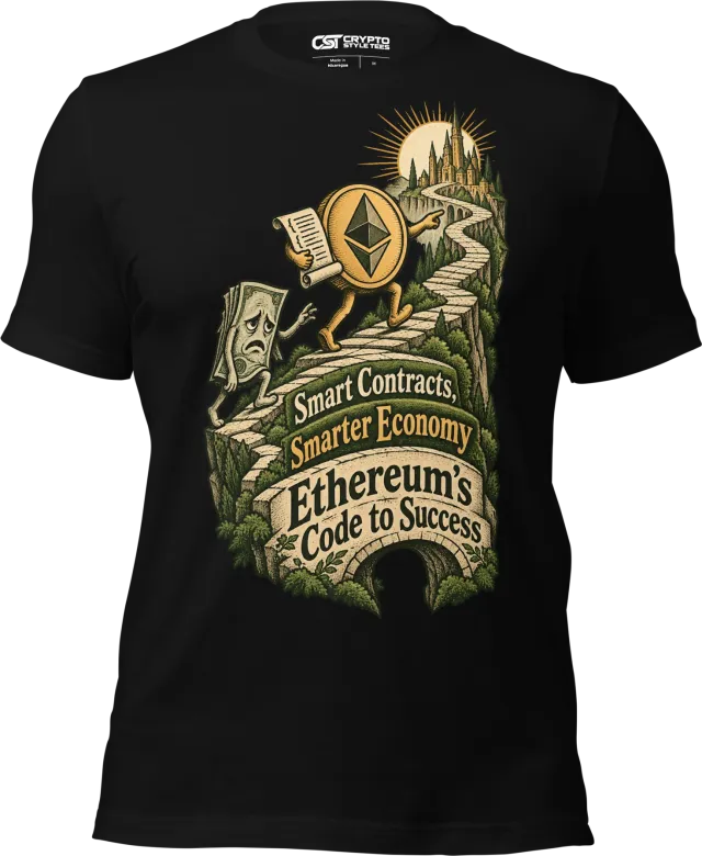Smart Contracts, Smarter Economy Ethereum’s Code to Success T Shirt in Black