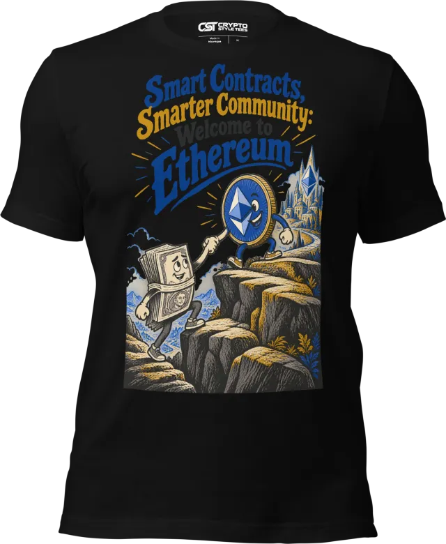 Smart Contracts, Smarter Community: Welcome to Ethereum T Shirt in Black