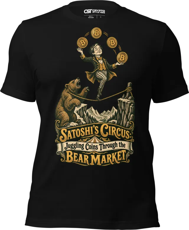 Satoshi’s Circus: Juggling Coins Through the Bear Market T Shirt in Black
