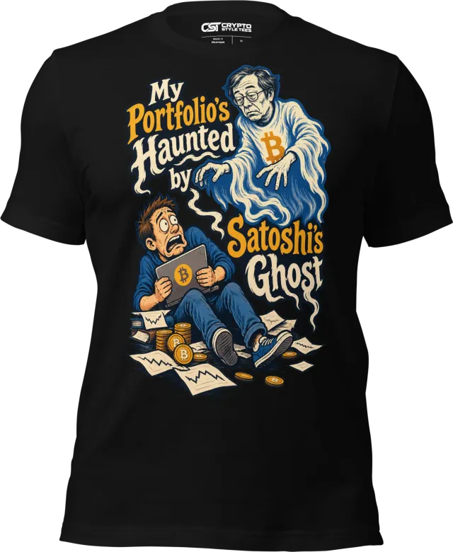 My Portfolio’s Haunted by Satoshi’s Ghost T Shirt in Black