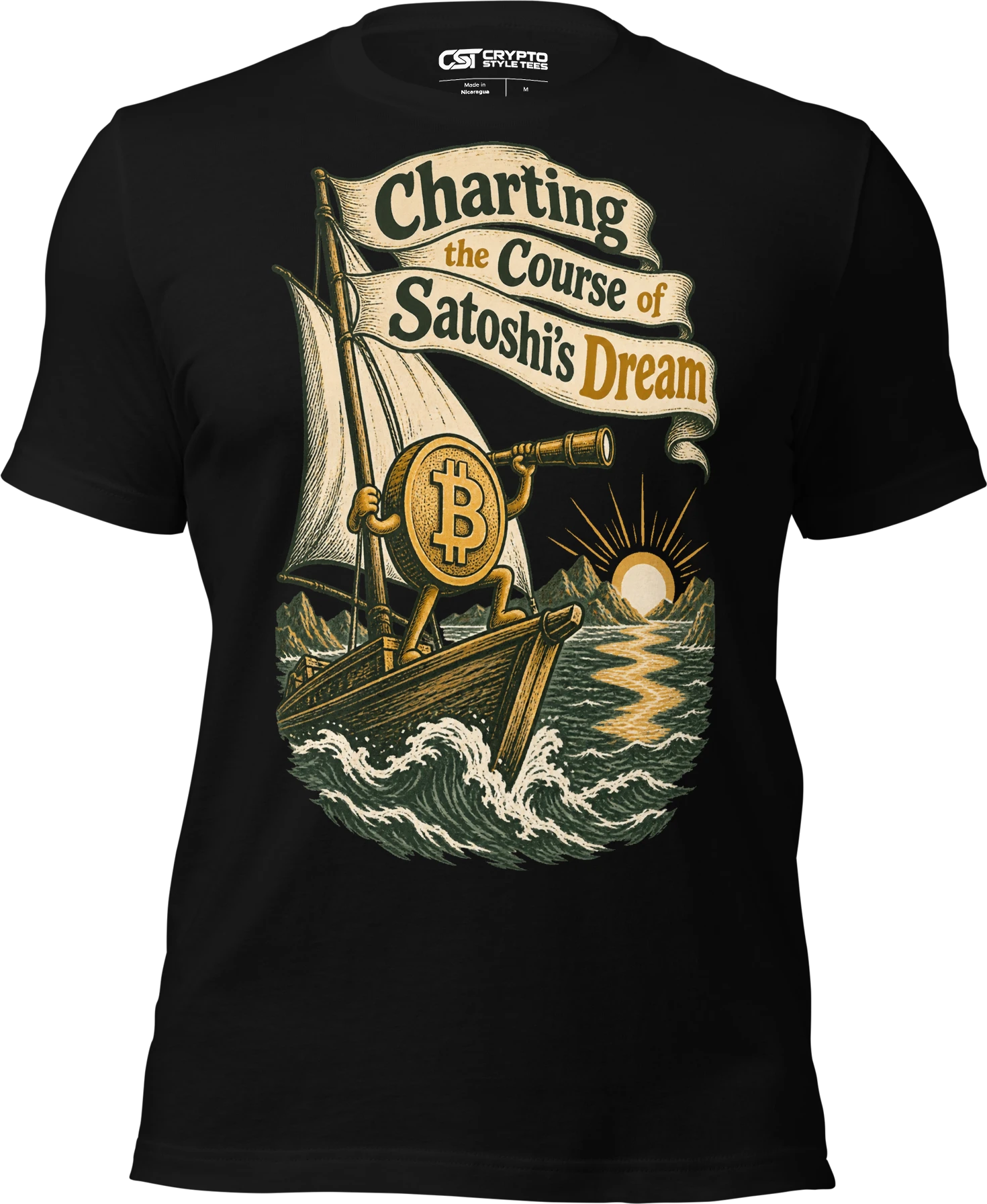 Charting the Course of Satoshi’s Dream T Shirt in Black