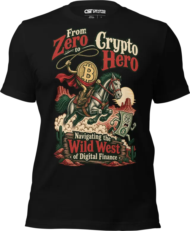 From Zero to Crypto Hero Navigating the Wild West of Digital Finance T Shirt in Black
