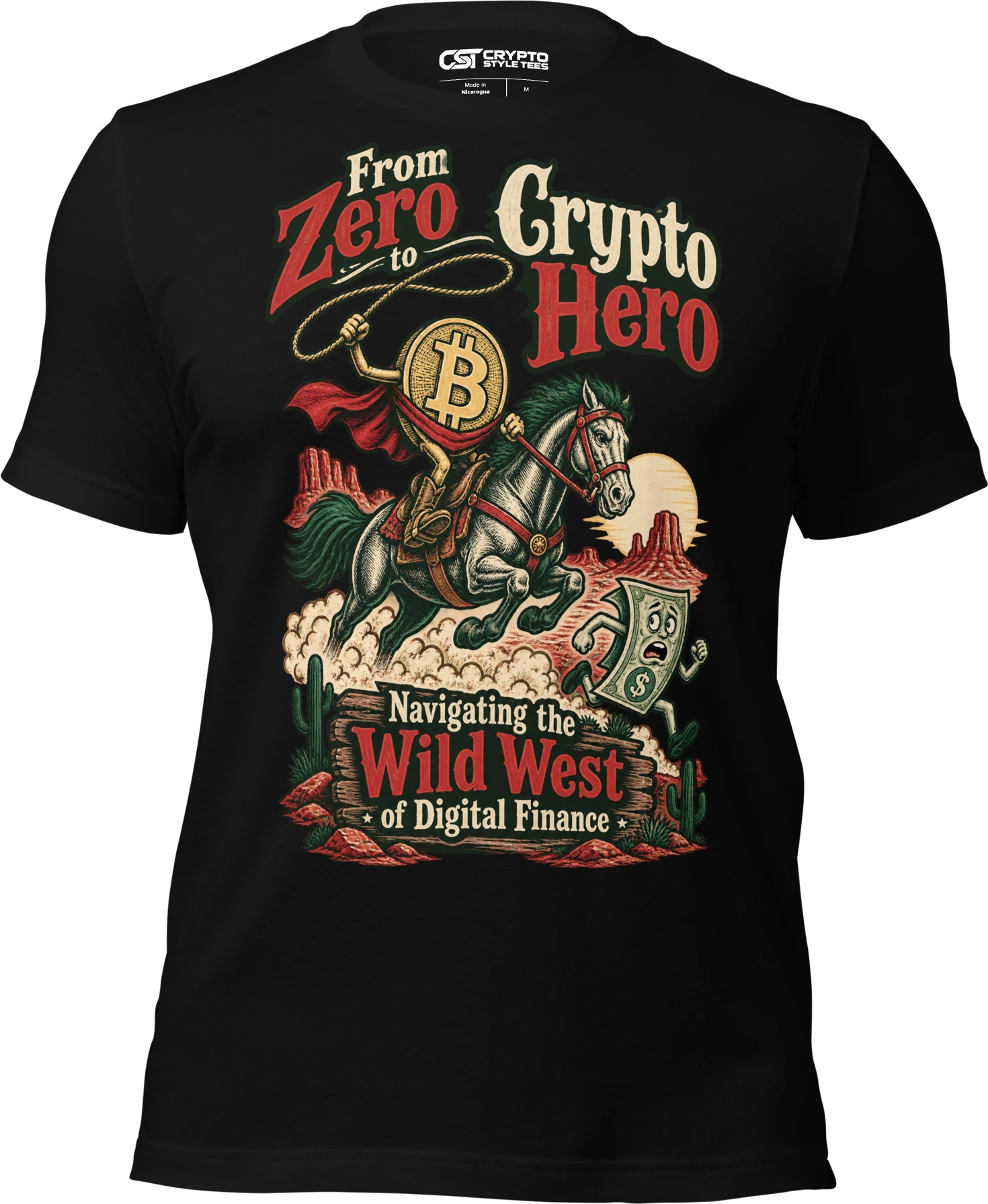 From Zero to Crypto Hero Navigating the Wild West of Digital Finance T Shirt in Black