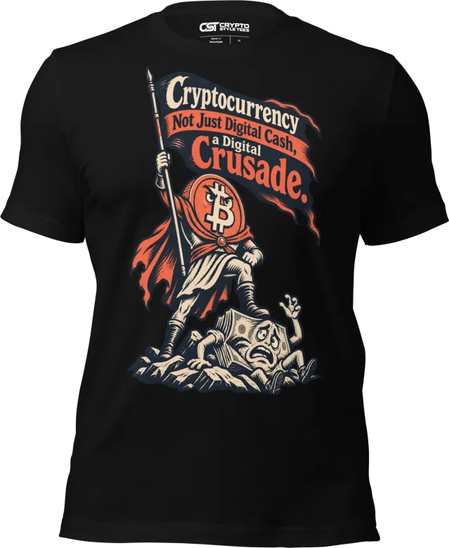Cryptocurrency Not Just Digital Cash, a Digital Crusade. T Shirt in Black