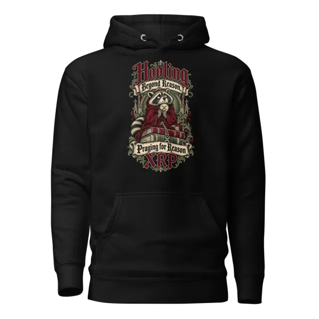 Hodling Beyond Reason, Praying for Reason XRP Hoodie in Black