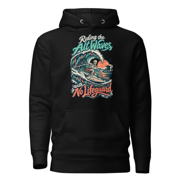 Riding the Alt Waves with No Lifeguard Hoodie in Black