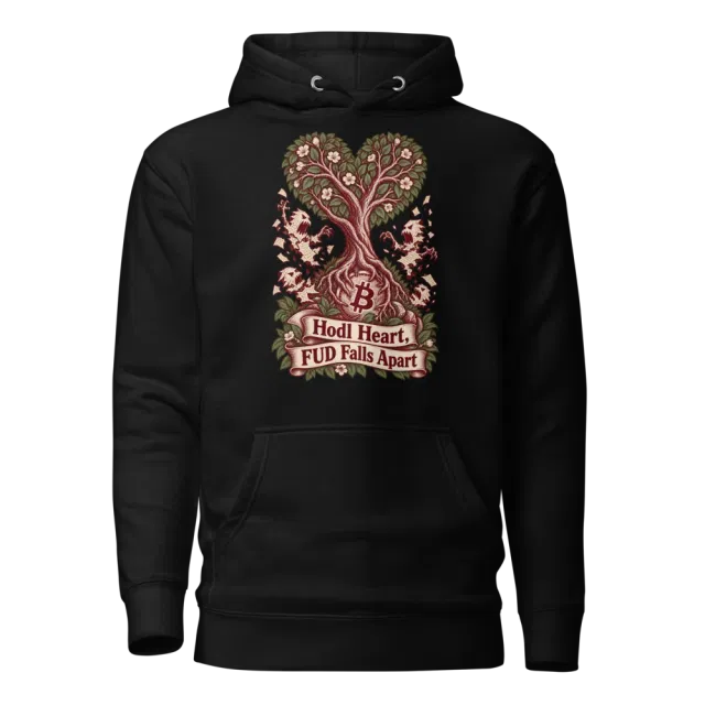Hodl Heart, FUD Falls Apart Hoodie in Black