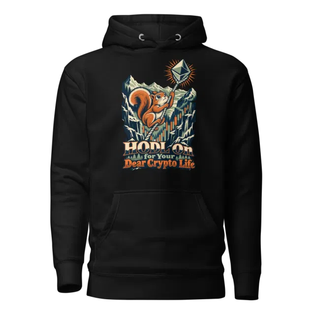 HODL On for Your Dear Crypto Life Hoodie in Black