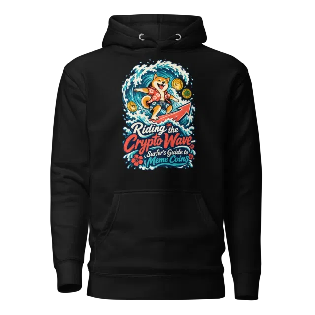 Riding the Crypto Wave – Surfer’s Guide to Meme Coins Hoodie in Black